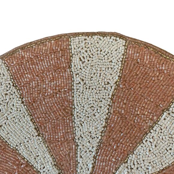 Max Studio Pink & White Candy Stripe Beaded Placemats 15in Set of 2 Holiday New - Picture 8 of 15